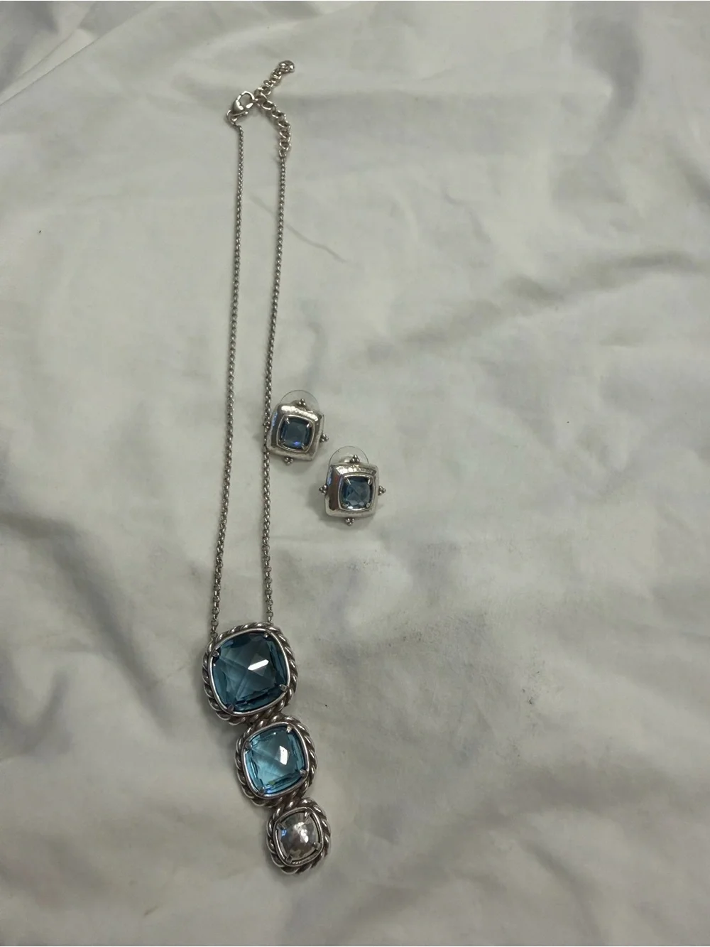 Brighton Aquamarine Blue Crystal Pendant Necklace and Earrings Set